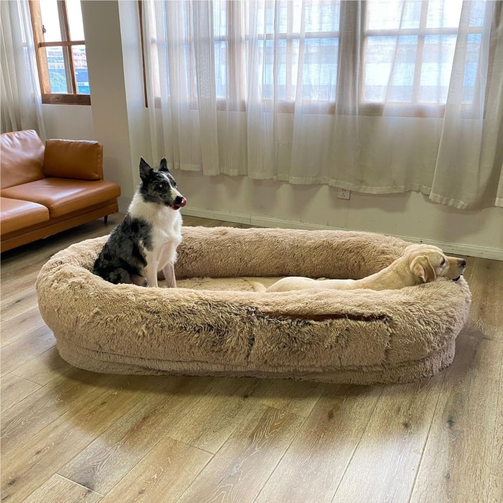 TOWINE Pet Bed Creative Kennel Winter Warm Removable and Washable Large Sponge Mat Human Sleeping Mat Pet Supplies Dog Bed Dog Sofa (Color : Light Gray, Size : 165 * 100 * 25cm)