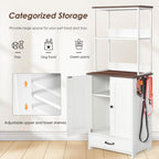Pet Feeding Station with Pull Out Bowls, Adjustable Shelves, Enclosed Cabinet, Side Hooks, Anti Tip Kit, Raised Feeder Furniture for Dogs Cats, Organizer Storage Rack, Water Food Supply Stand