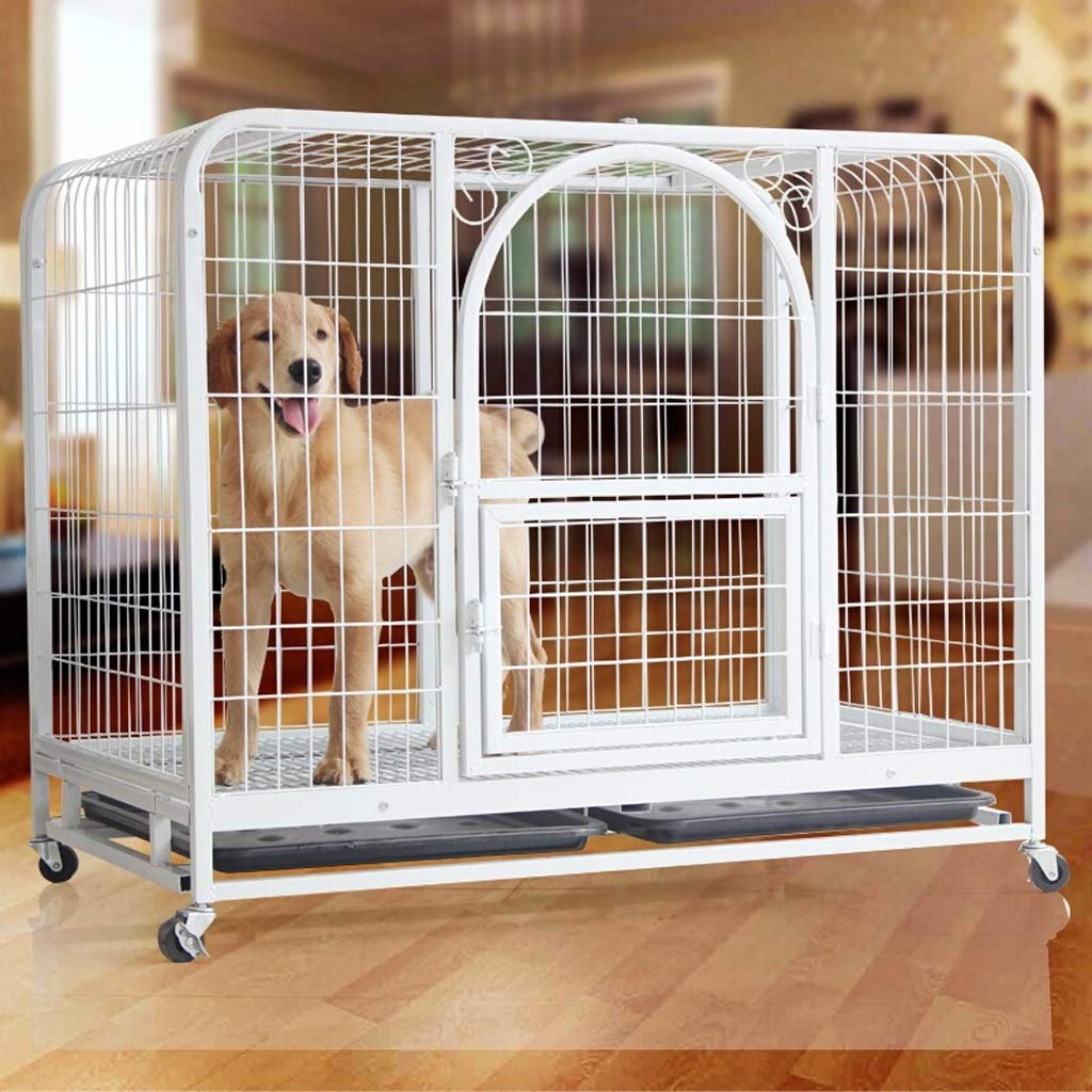 NYKK Dog cage Kennel Dog Cage Cat Cage Square Tube Dog Cage Pet Dog Cage Dog House Rabbit Cage Supplies White with Skylight Dog cage Kit Cage Kennel (Size : S)