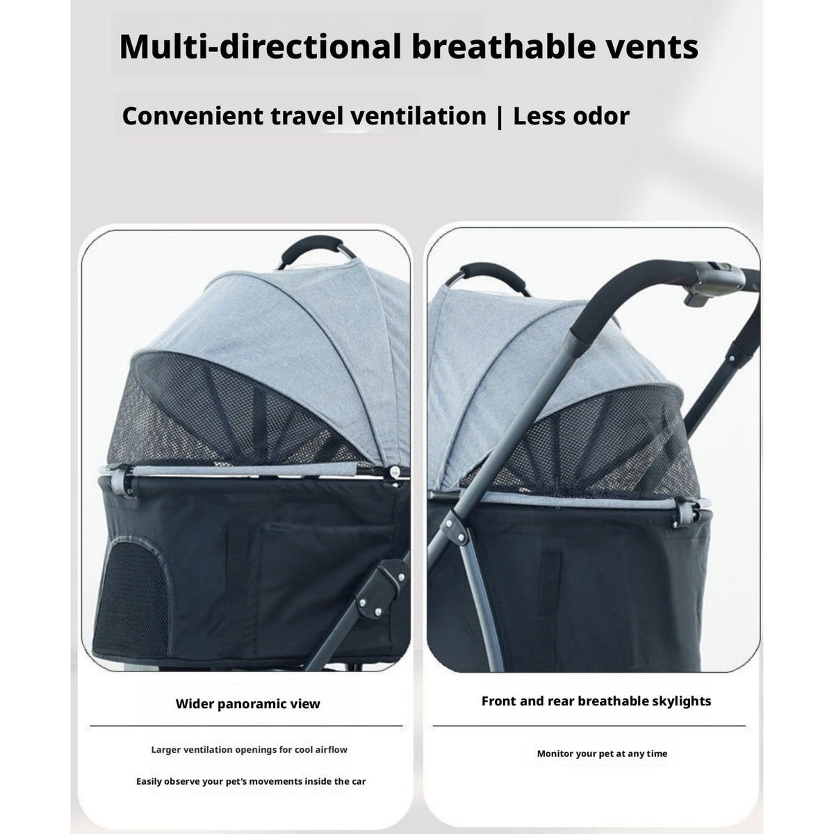 Pet Stroller, Detachable, 4 Wheels, Lightweight, Suitable for Dogs and Cats, Foldable, Breathable, Pet Supplies