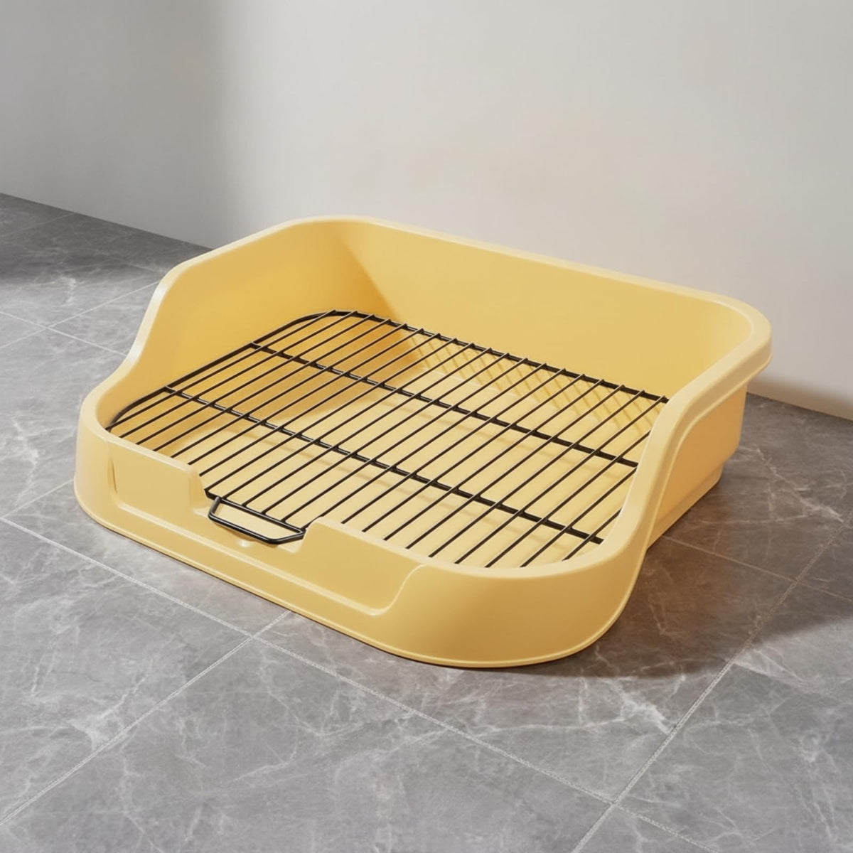 predolo Dog Toilet with Metal Wire Grate Hygienic Dog Toilet Tray with Metal Grate Low-Maintenance Pet Supply for Apartment, Gray