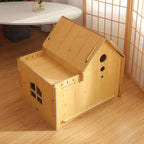 Pet House Outdoor Wooden Pet House Outdoor Pet Kennel House Type Cottage Four Seasons Pet Kennel Pet Supplies(Without Door)