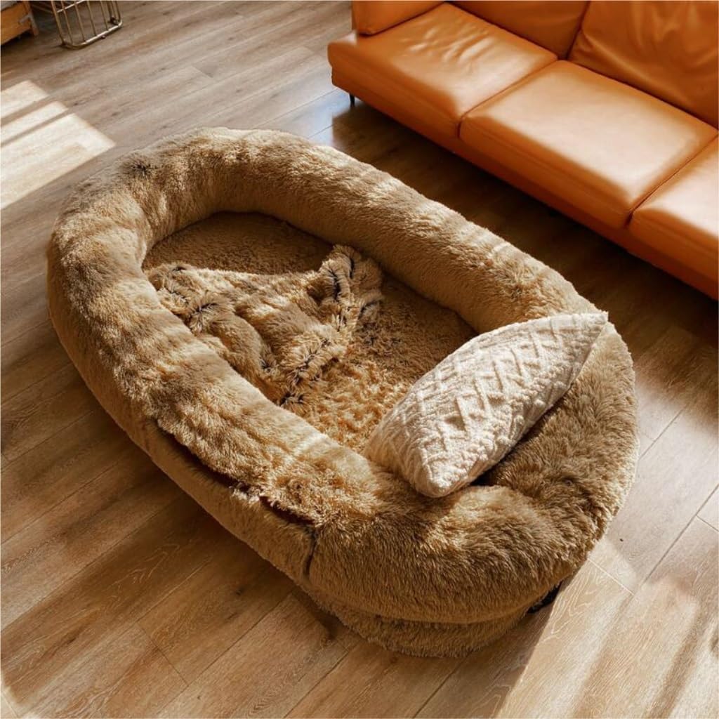 ALLC Dog Bed Creative Kennel Winter Warm Removable and Washable Large Sponge Mat Human Sleeping Mat Pet Supplies Cozy Sleeping Pet Bed for Cat and Dog (Color : Light Gray, Size : 185 * 120 * 30cm)