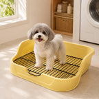 Dog Toilet with Metal Wire Grate Indoor Dog Toilet Tray with Metal Grate Practical Pet Supply for Apartment, Gray