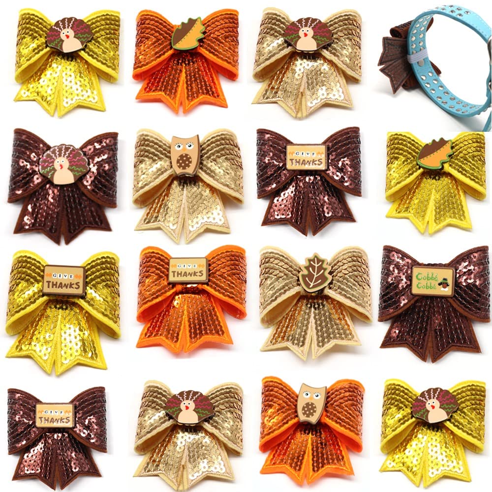 50 Fall Pet Supplies Dog Bandana Thanksgiving Bows Small Bowtie Neckties Collar Accessoreis Hair