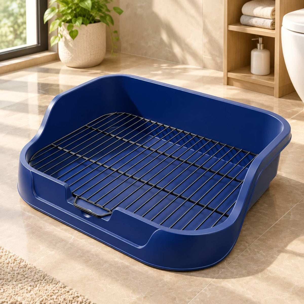 predolo Dog Toilet with Metal Wire Grate Hygienic Dog Toilet Tray with Metal Grate Low-Maintenance Pet Supply for Apartment, Gray
