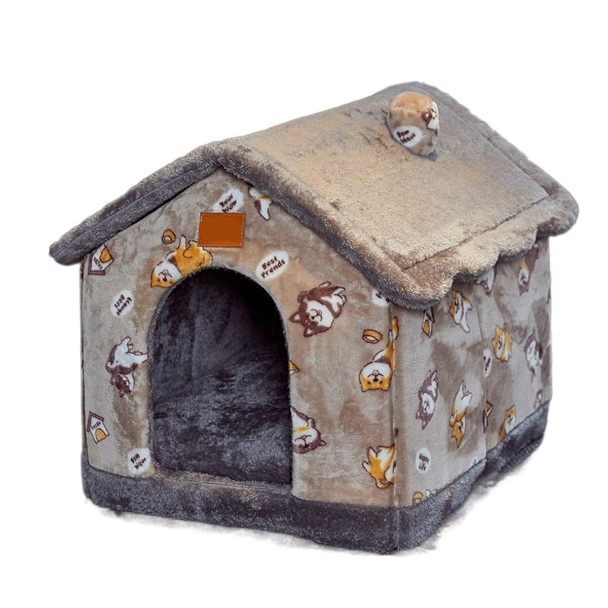 Pet Beds Dog House Dog Bed Pet Winter Small and Dogs Pet Supplies Puppy Cave Sofa (Color : Grey Stars, Size : M 48x40x39cm) (Grey Stars S 43x36x34cm)