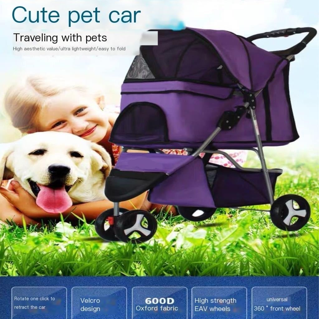 Pet Strollers Lightweight Foldable Pet Stroller for Cats and Dogs, Three-Wheeled Pet Stroller, Dog Stroller Supplies Pet Stroller Medium(Z)