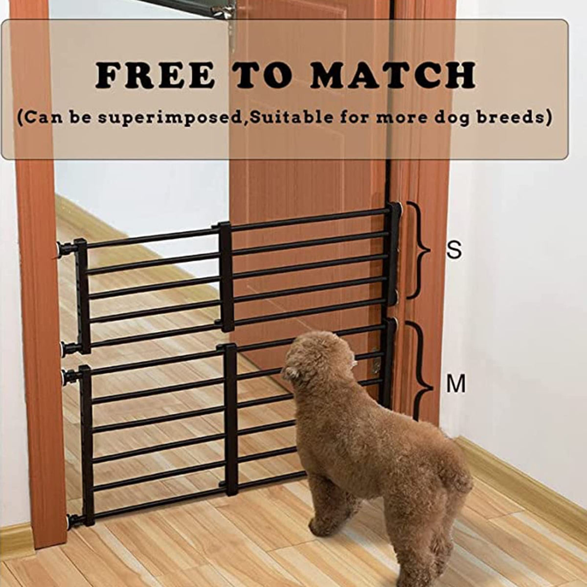 Pet Dog Gate for Indoor and Outdoor Retractable Isolation Door NO Drilling Adjust Size Supplies
