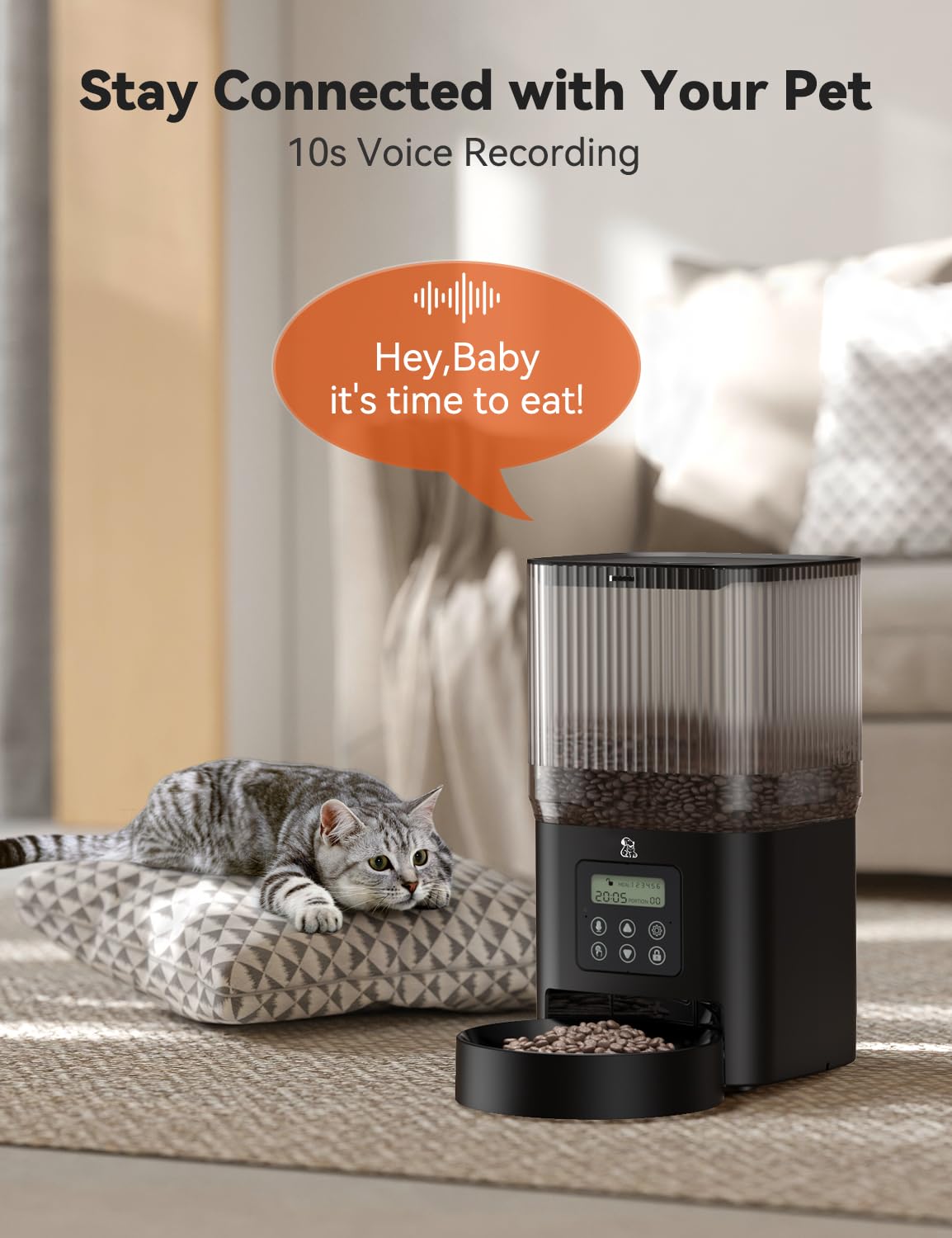 Automatic Cat Food Dispenser,2 Packs 5L Automatic Dog Feeder Programmable Control 1-6 Meals Per Day,Automatic Pet Feeder for Cats and Dogs,10s Voice Recorder & Dual Power Supply