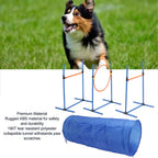Dog Agility Training Equipment, Collapsible Tunnel Jump Ring Poles, Dog Obstacle Training Kit for Yard Outdoor, Professional Pet Exercise Starter Kit with Storage Bags and Accessor