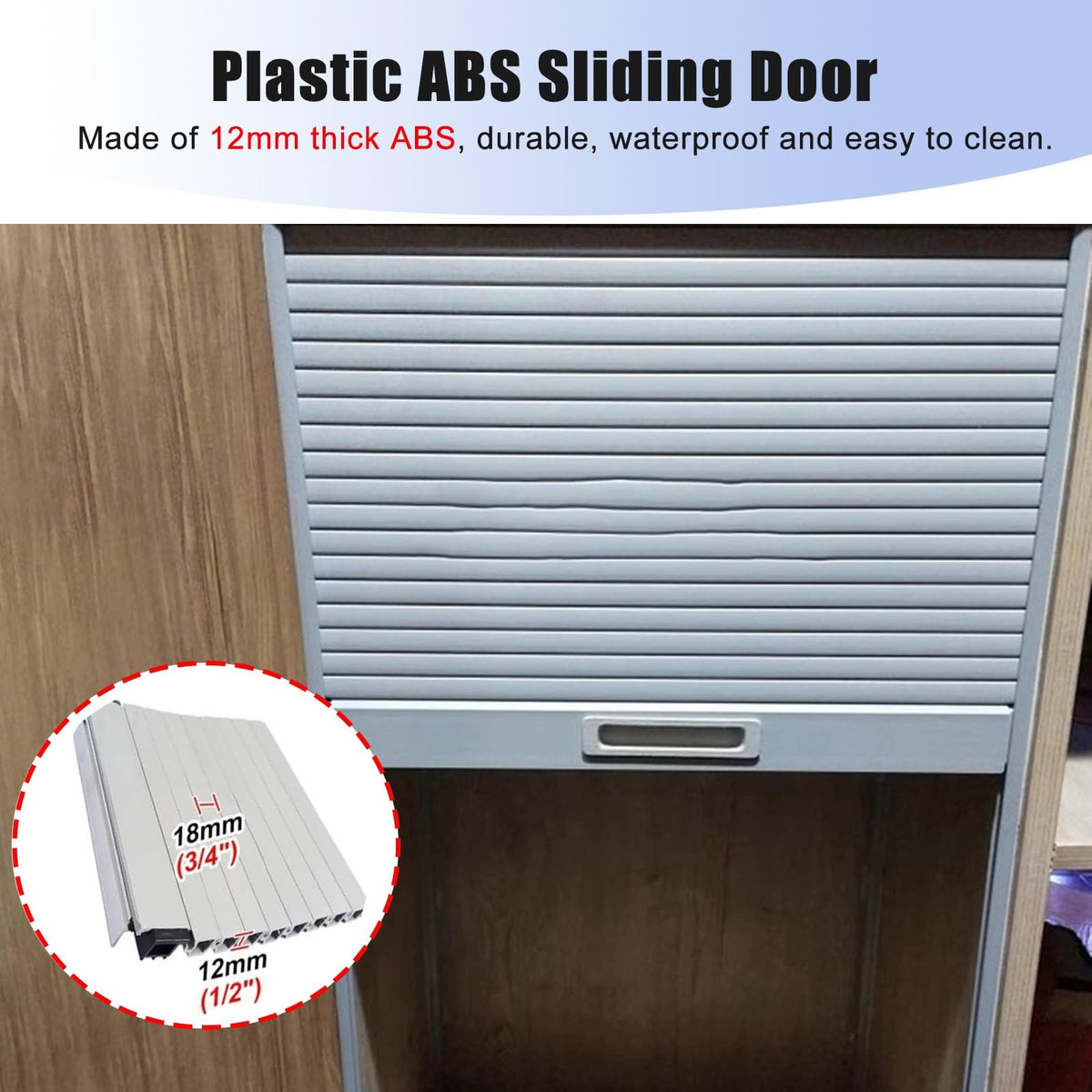 Small Tambour Door Kit Set 16 20 24 28 32 36”Wide，Retractable Roll Up Door for Spice Sauce/Pet Supplies Cabinets Reusable Cupboards Replacement Gate(18x38” (45.7x96.5cm))