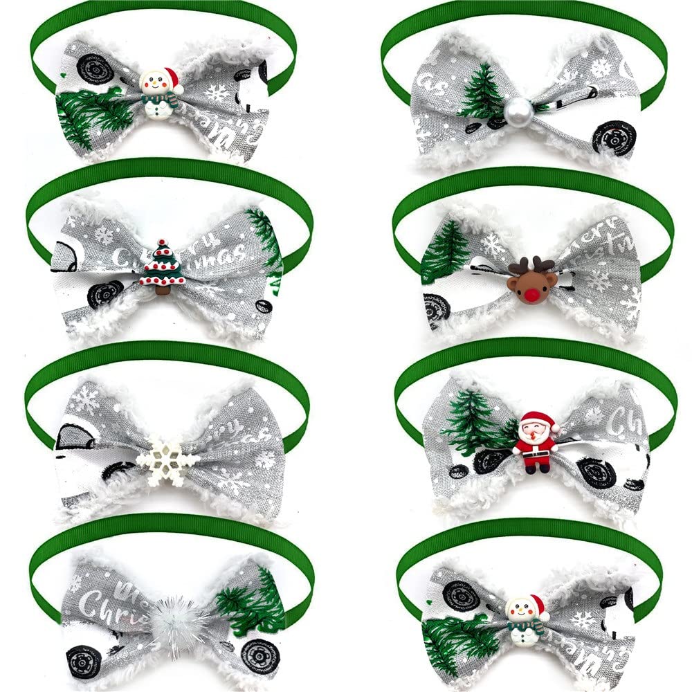 50pcs Christmas Dog Bowties Snowman Pet Supplies Collar Bow Neckties Small Dogs Ties Grooming Accessories