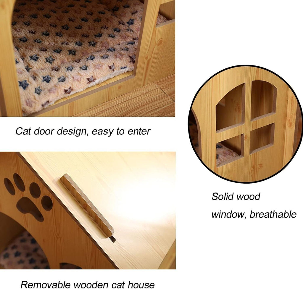 Pet House Outdoor Wooden Pet House Outdoor Pet Kennel House Type Cottage Four Seasons Pet Kennel Pet Supplies(Without Door)