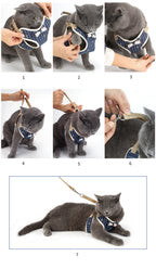 Dog Harness Leash Set Cute Bow Training Walking Vest Strap Small Dog Pug Pet Supplies (A L)