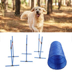 Dog Agility Training Equipment, Collapsible Tunnel Jump Ring Poles, Dog Obstacle Training Kit for Yard Outdoor, Professional Pet Exercise Starter Kit with Storage Bags and Accessor