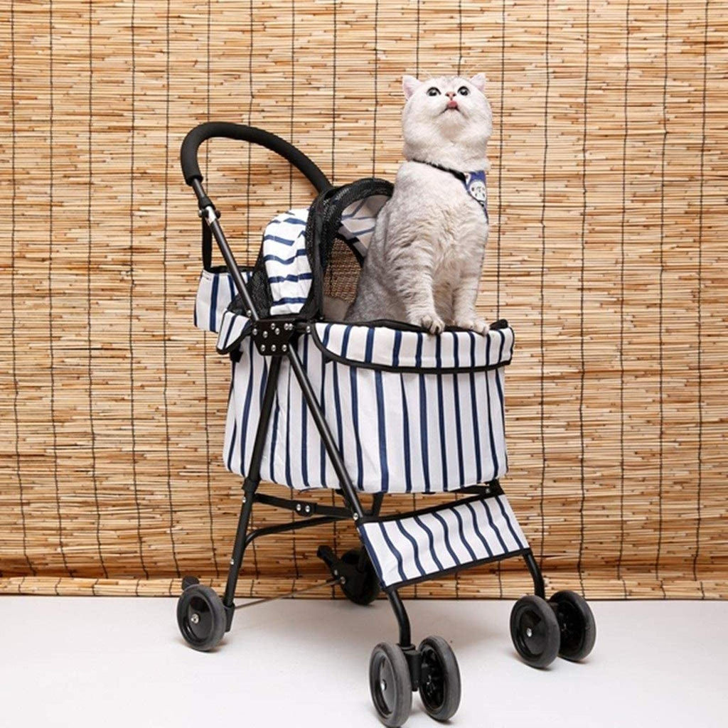 Dog Pram Folding Pet Trolley Hyena Cat Dog and Cat Travel Supplies Travel (White 64 * 50 * 22cm)