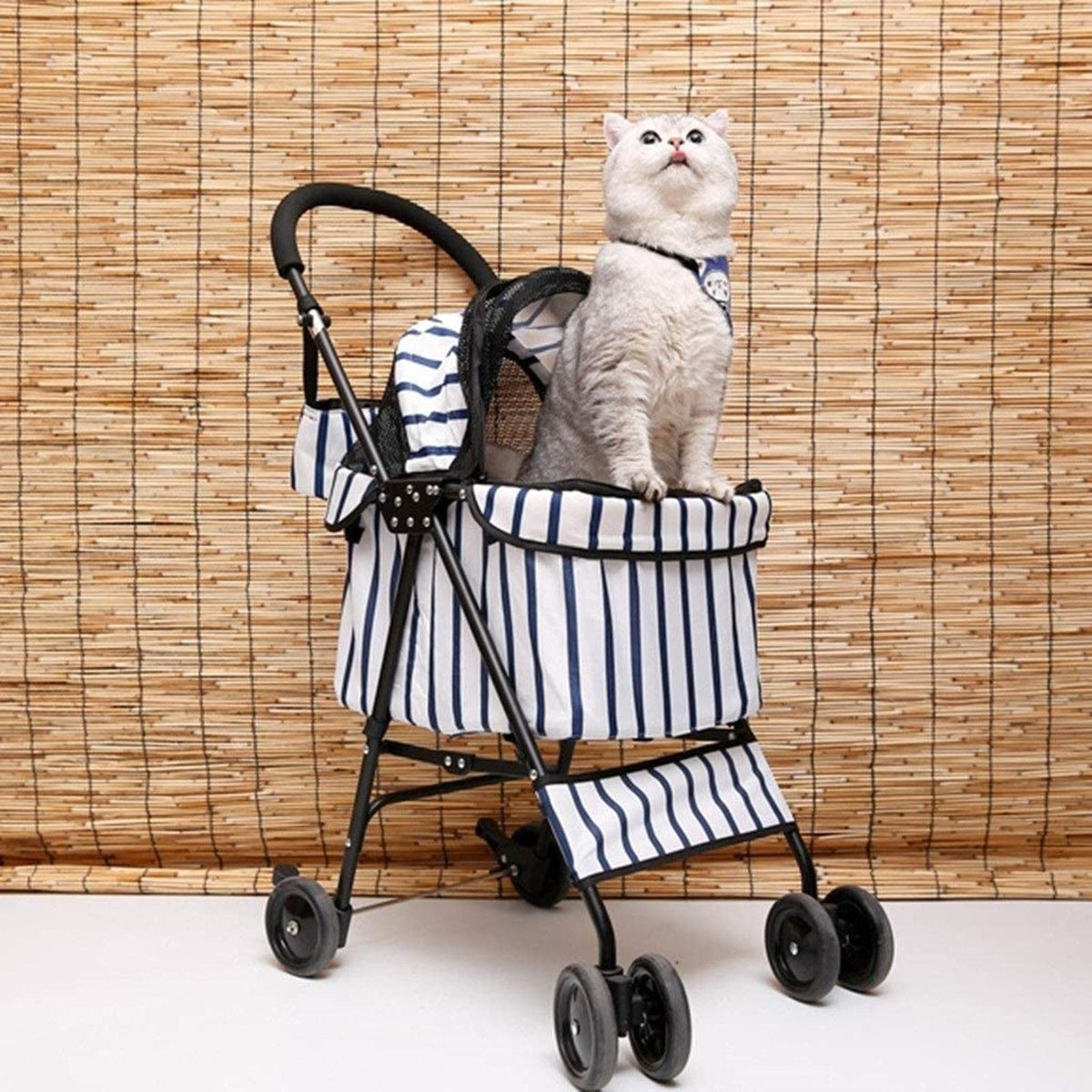 Dog Pram Folding Pet Trolley Hyena Cat Dog and Cat Travel Supplies Travel (White 64 * 50 * 22cm)