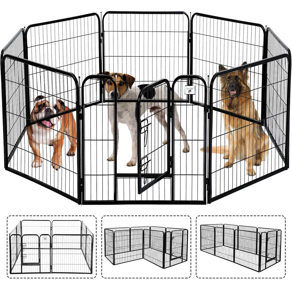 Dog Fence, 8 Panels 40" H Foldable Dog Playpen, Exercise Heavy Duty Metal Dog cage for Yard, Lockable Double Door Pet Fence Indoor Outdoor Dog Pen for Large Medium Small Animals pet Supplies