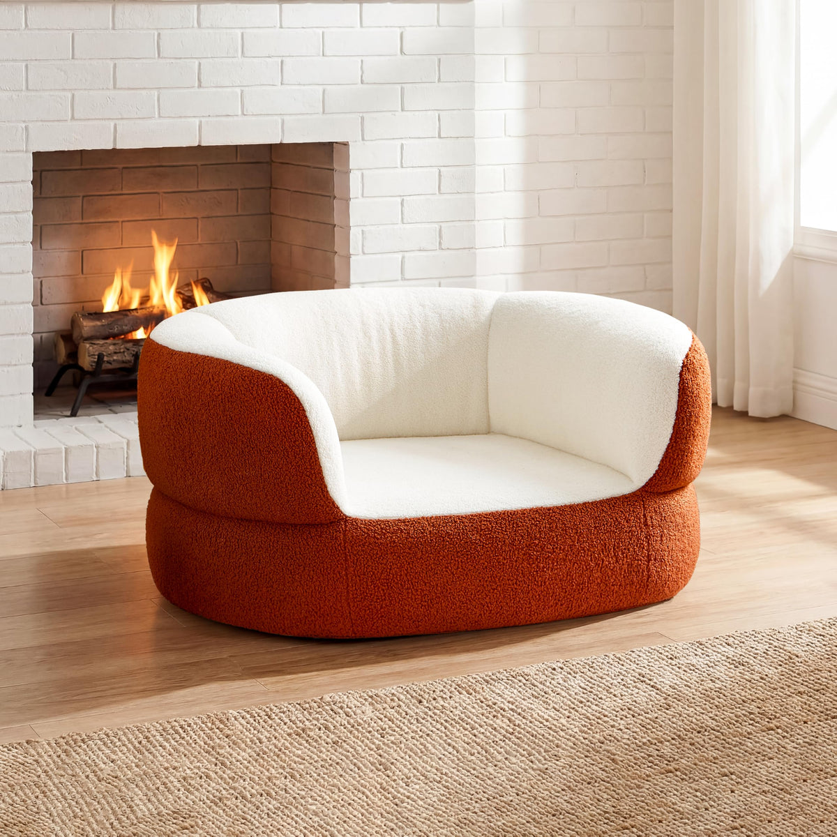 39.4" Orange Large Dog Couch Bed for Large Dogs Under 80lbs, X-Large