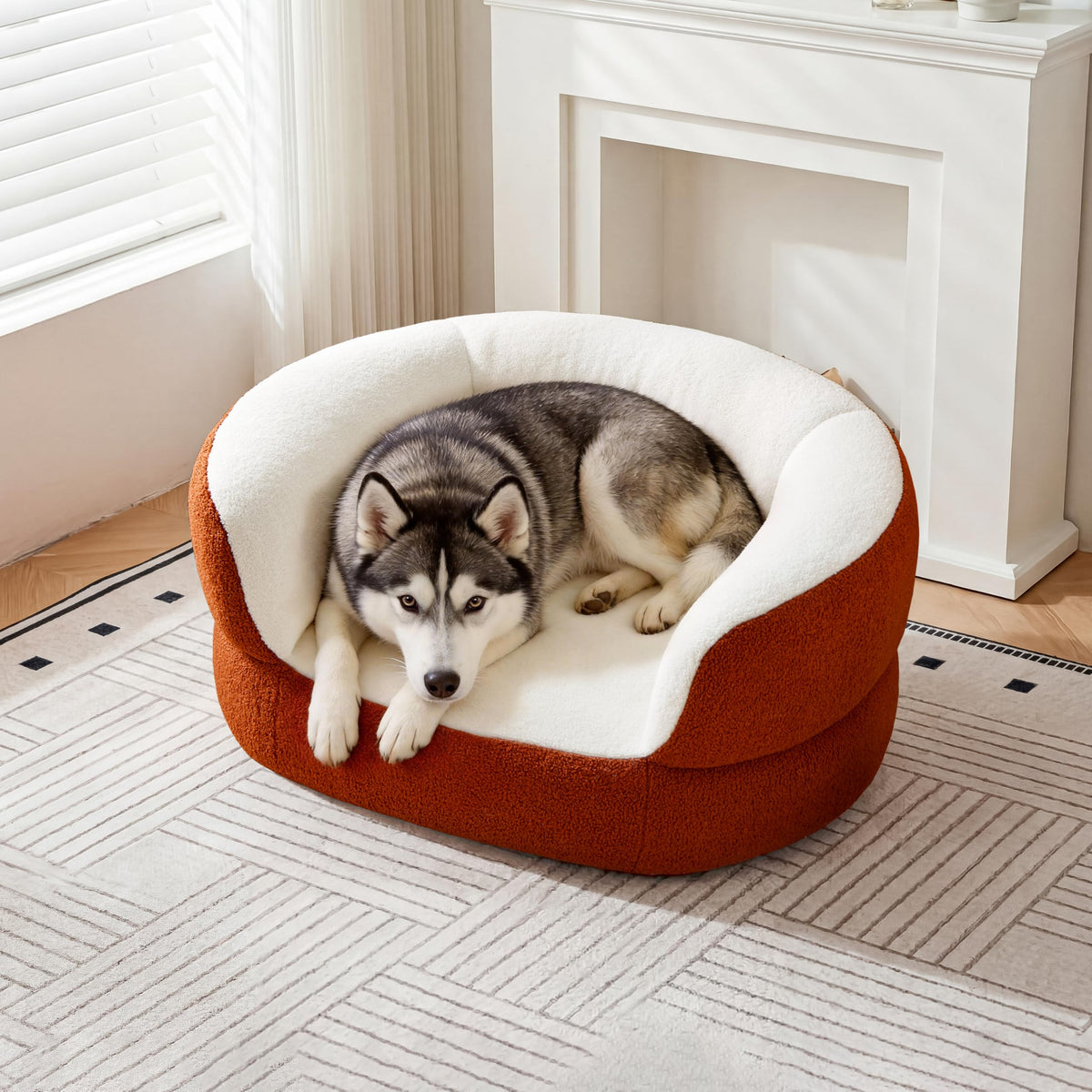 39.4" Orange Large Dog Couch Bed for Large Dogs Under 80lbs, X-Large