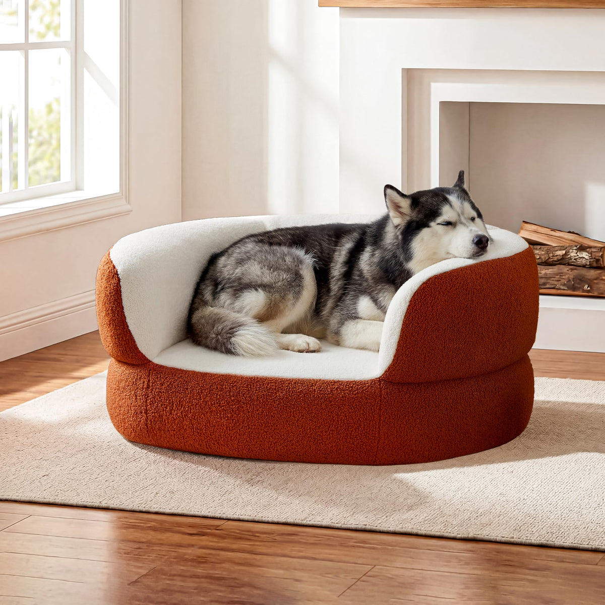 39.4" Orange Large Dog Couch Bed for Large Dogs Under 80lbs, X-Large